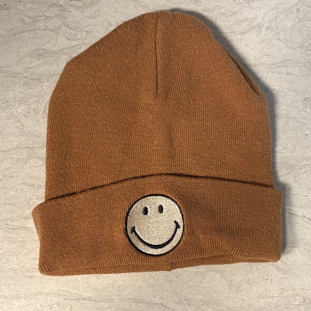 Kids Brown Smiley Beanie
